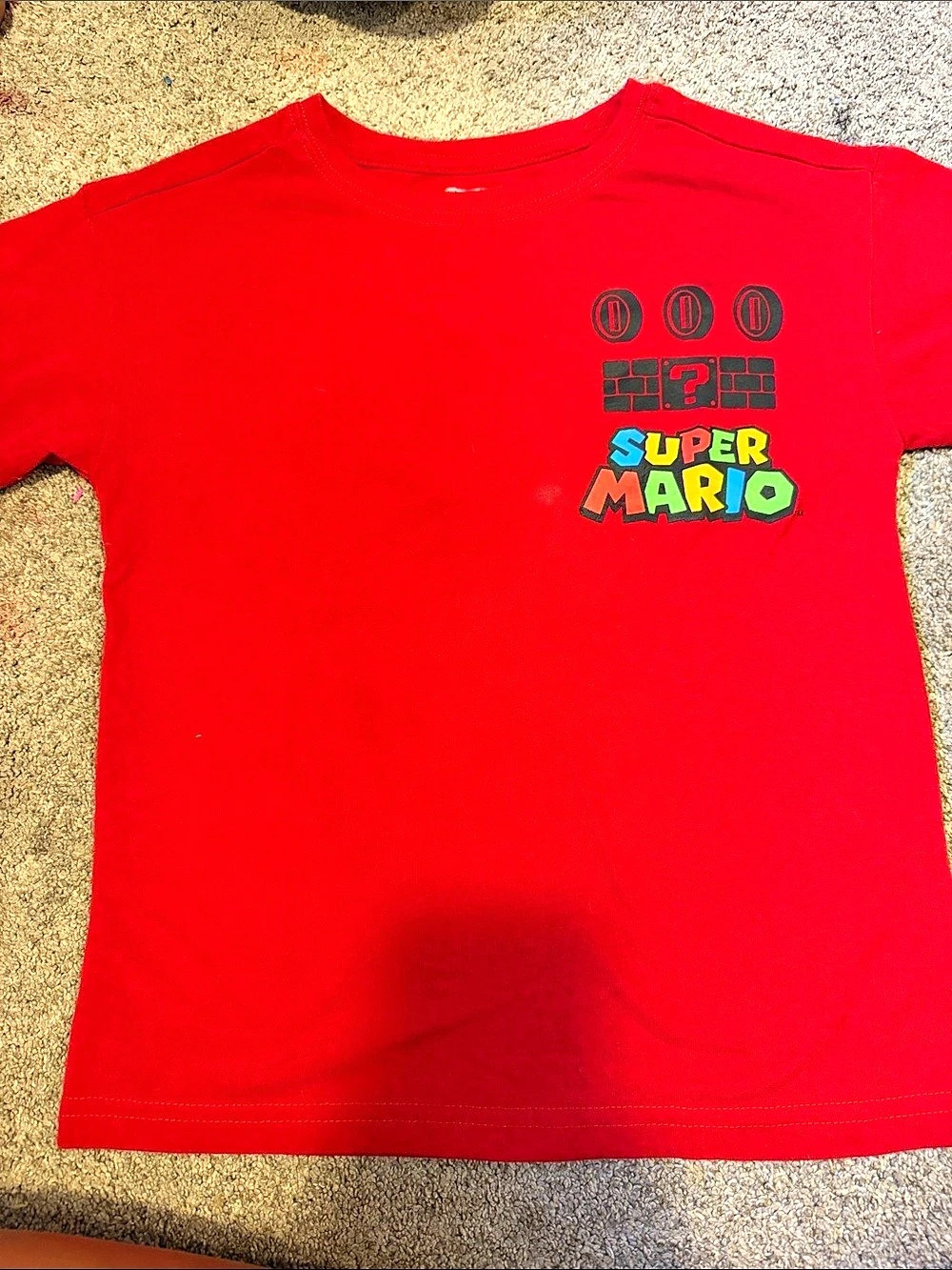 Nintendo Super Mario Boys Size 8 Red Short Sleeve Tee